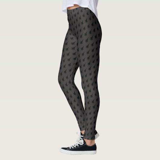 Fighter Jet F-15 Pattern Black op Dark Grey Leggings (Links)