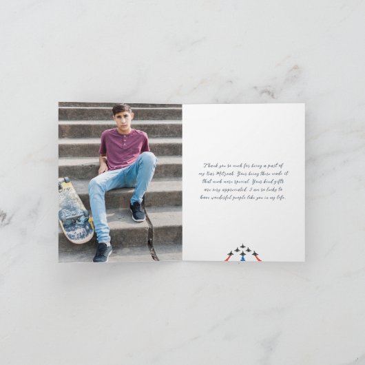 Fighter Jet | Fotobalk Mitzvah - Hartelijk dank Bedankkaart (Binnen)