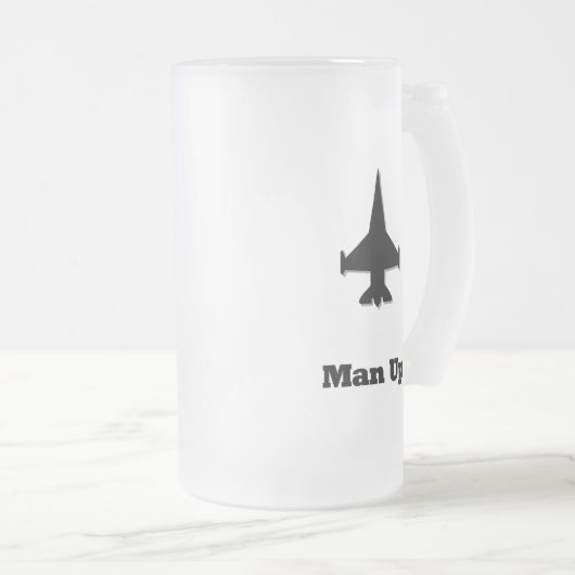 Fighter Jet Man omhoog Matglas Bierpul (Voorkant rechts)