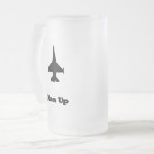 Fighter Jet Man omhoog Matglas Bierpul (Voorkant links)