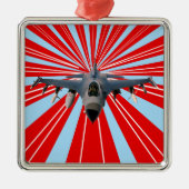 Fighter Jet Metalen Ornament (Voorkant)