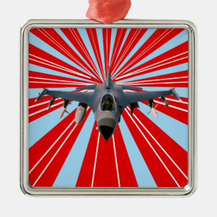 Fighter Jet Metalen Ornament