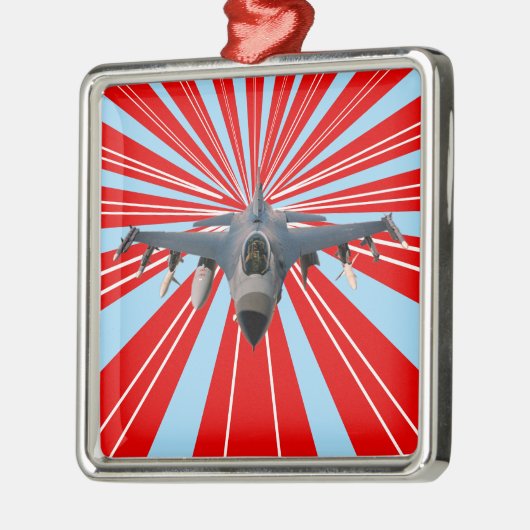 Fighter Jet Metalen Ornament (Links)