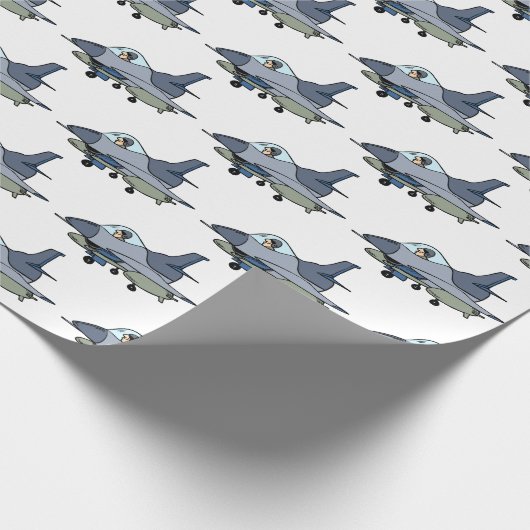 Fighter Jet Militaire Verjaardagsfeest Cadeaupapier (Hoek)