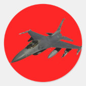 FIGHTER JET RONDE STICKER (Voorkant)