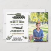 Fighter Jet Verjaardag Uitnodigingen Gevaar Een fo (Voorkant)
