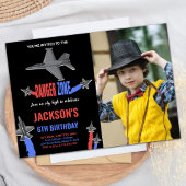 Fighter Jet Verjaardag Uitnodigingen Zwart GrijsW 