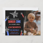 Fighter Jet Verjaardag Zwart Rood Blauw Grijs W fo Kaart (Voorkant)