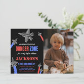 Fighter Jet Verjaardag Zwart Rood Blauw Grijs W fo Kaart (Staand voorkant)