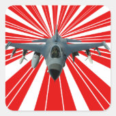 Fighter Jet Vierkante Sticker (Voorkant)