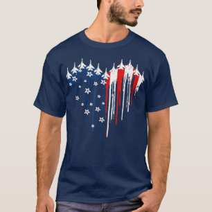 Fighter Jet Vliegtuig Amerikaanse vlag Hart 4th va T-shirt