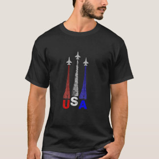 Fighter Jets USA 4 juli Rood Wit Blauw Contra T-shirt