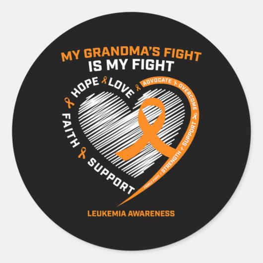 Fighter Leukemie Bewustzijn Oma Mannen Vrouwen Gif Ronde Sticker (Voorkant)