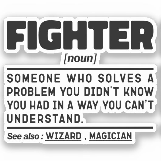 Fighter Noun Definition Fighting Instructor Sport Sticker (Voorkant)