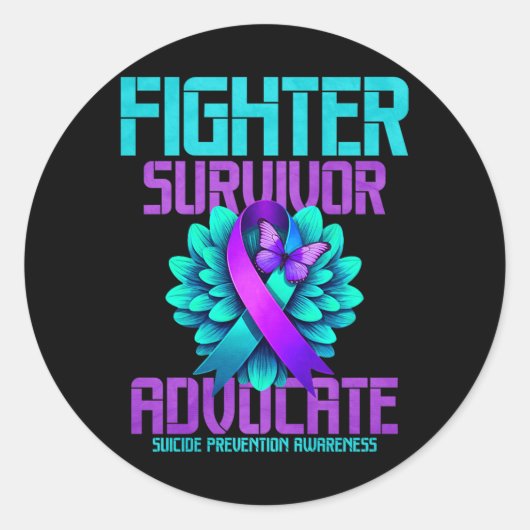 Fighter Survivor Advocate Premium Ronde Sticker (Voorkant)