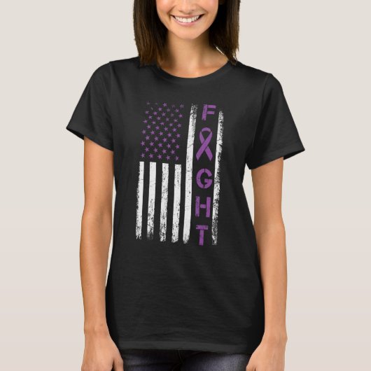 Fighter USA Flag  Fight Crohns Disease Awareness T-shirt (Voorkant)