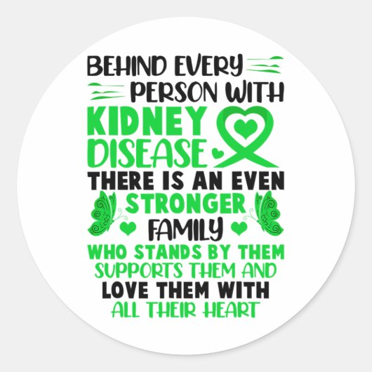 Fighter Vrouwen Mannen Familie Nierziekte Bewustzi Ronde Sticker (Voorkant)