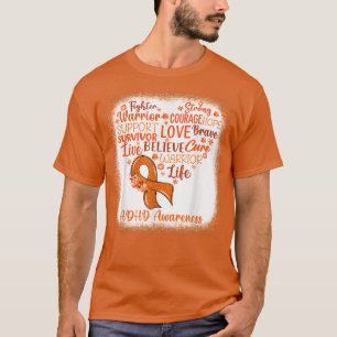 Fighter Warrior Faith Cure Oranje Ribbon ADHD Awar T-shirt