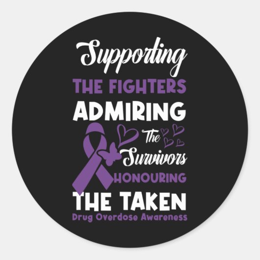 Fighters Honouring Taken Drug Overdose Awareness 4 Ronde Sticker (Voorkant)