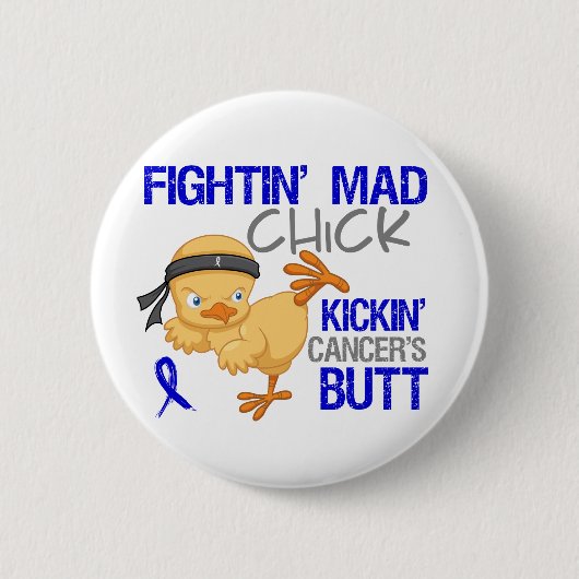 Fightin Chick Colon Cancer Ronde Button 5,7 Cm (Voorkant)