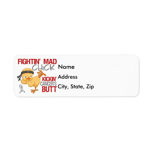 Fightin Chick Lung Cancer Etiket (Voorkant)