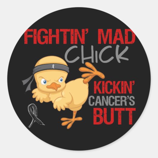 Fightin Chick Melanoma Ronde Sticker (Voorkant)