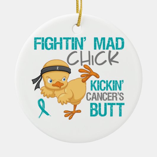 Fightin Chick Ovarian Cancer Keramisch Ornament (Voorkant)