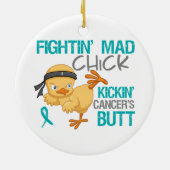 Fightin Chick Ovarian Cancer Keramisch Ornament (Achterkant)