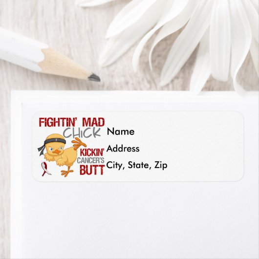 Fightin Chick Throat Cancer Etiket (Insitu)