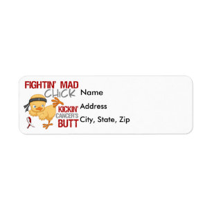 Fightin Chick Throat Cancer Etiket