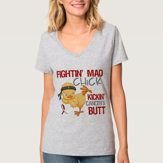 Fightin Chick Throat Cancer T-shirt (Voorkant)