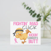 Fightin' Mad Chick Breast Cancer Briefkaart (Staand voorkant)