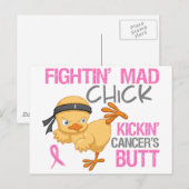 Fightin' Mad Chick Breast Cancer Briefkaart (Voorkant / Achterkant)