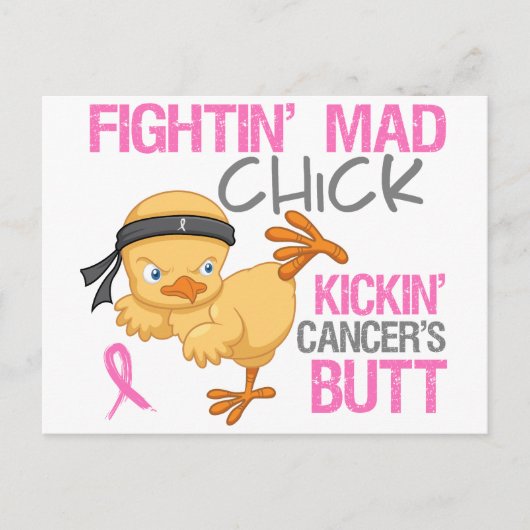 Fightin' Mad Chick Breast Cancer Briefkaart (Voorkant)