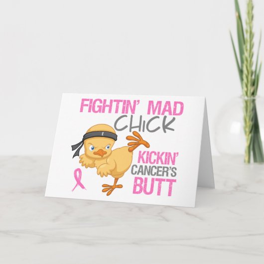 Fightin' Mad Chick Breast Cancer Kaart (Voorkant)