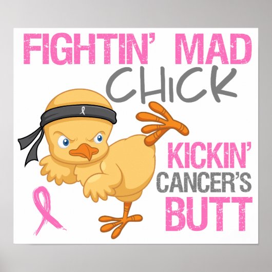 Fightin' Mad Chick Breast Cancer Poster (Voorkant)