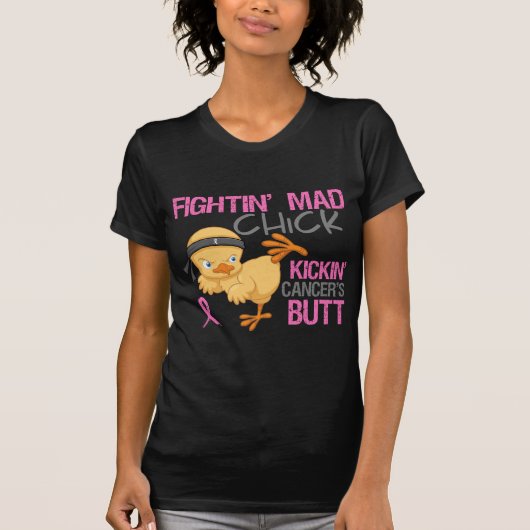 Fightin' Mad Chick Breast Cancer T-shirt (Voorkant)