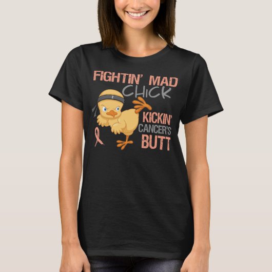 Fightin' Mad Chick Endometrial Cancer T-shirt (Voorkant)