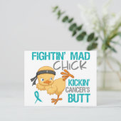 Fightin' Mad Chick Ovarian Cancer Briefkaart (Staand voorkant)