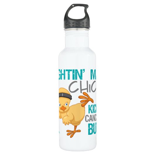 Fightin' Mad Chick Ovarian Cancer Waterfles (Voorkant)