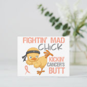 Fightin' Mad Chick Uterine Cancer Briefkaart (Staand voorkant)