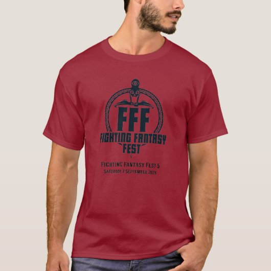Fighting Fantasy Fest 5 T-shirt (donker) (Voorkant)