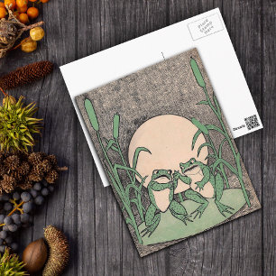 Fighting Green Frogs Lily Pad Briefkaart