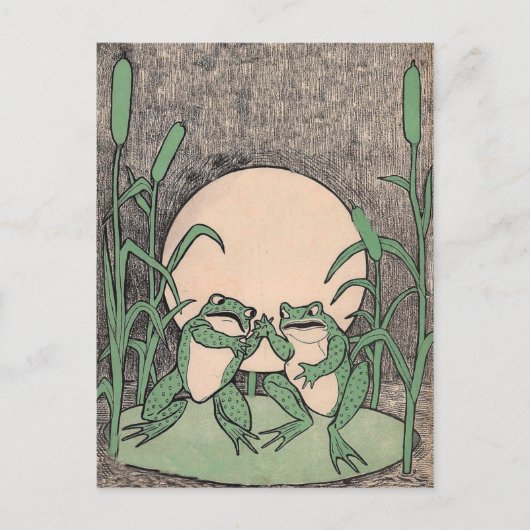 Fighting Green Frogs Lily Pad Briefkaart (Voorkant)