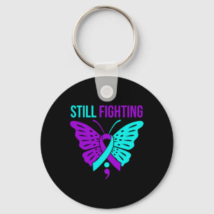 Fighting Happy Suicide Awareness Ondersteuning Gra Sleutelhanger