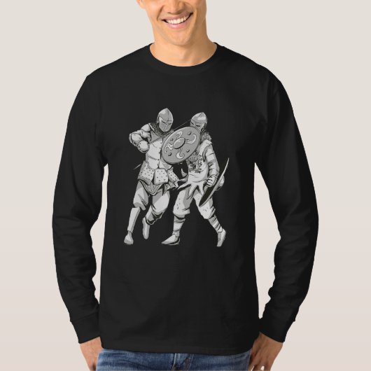 Fighting Knights - Medieval Crusader Renaissance F T-shirt (Voorkant)