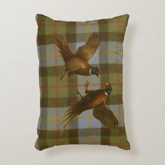 Fighting Pheasants on tweed / tartan background  Accent Kussen (Voorkant(Verticaal))