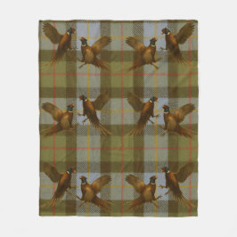 Fighting Pheasants on tweed / tartan background  Fleece Deken