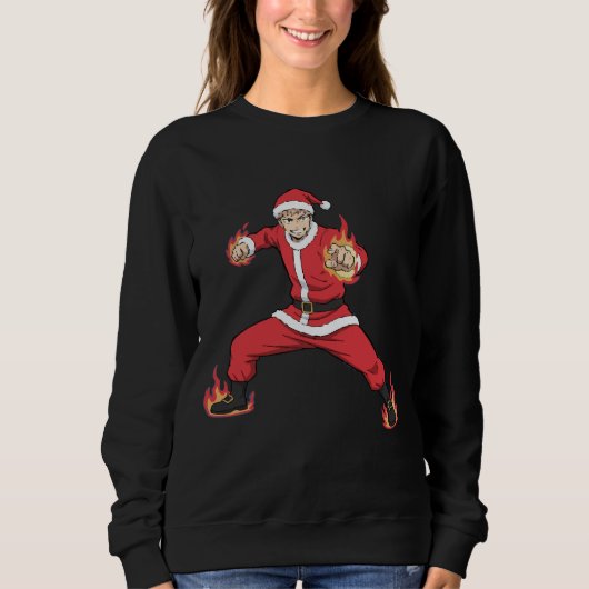 Fighting Santa Claus Anime Style Sweatshirt - Chri (Voorkant)