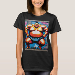 Fighting Sumo Wrestlers: Japanese-Inspired Art T-shirt